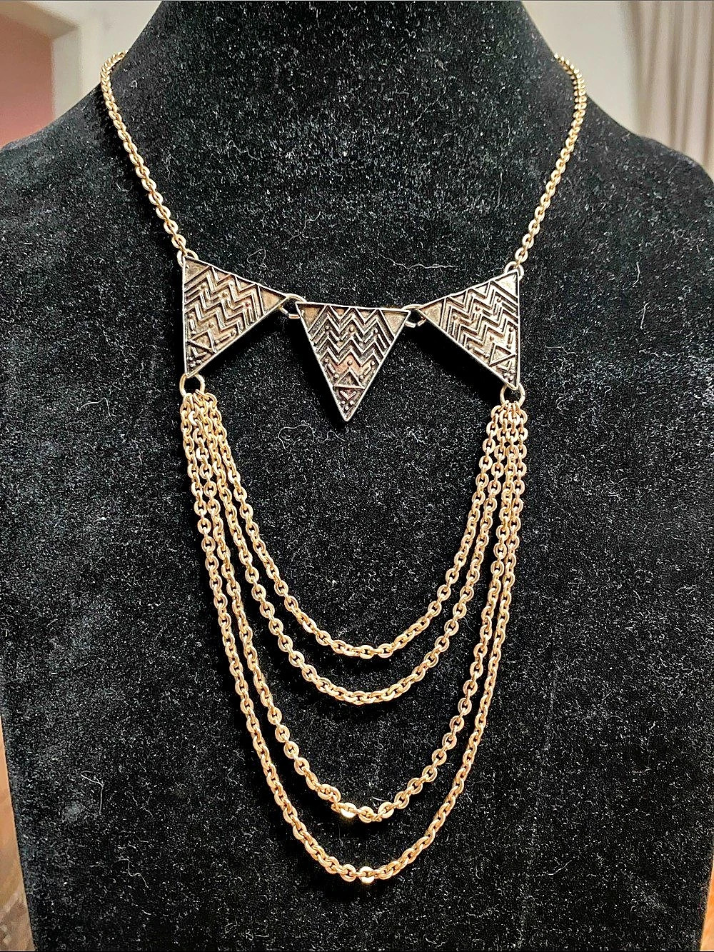 Geometric Layered Statement Necklace in Gold & Silver
